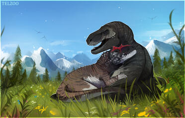 Rendered Allosaurus & Tyrannosaurus Fullbody