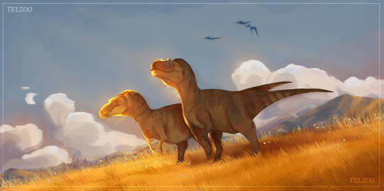 Albertosaurus Rendered Fullbody + Background + Extra Character