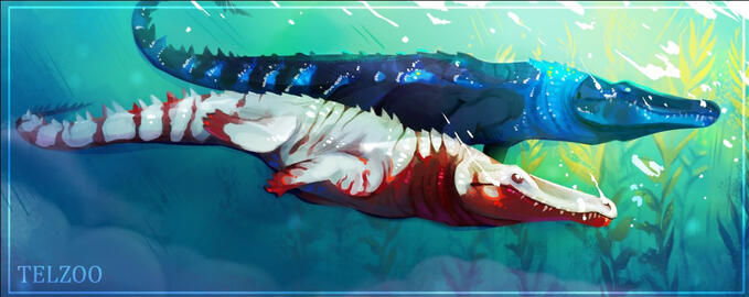 Deinosuchus Fullbody + Background + Extra Character