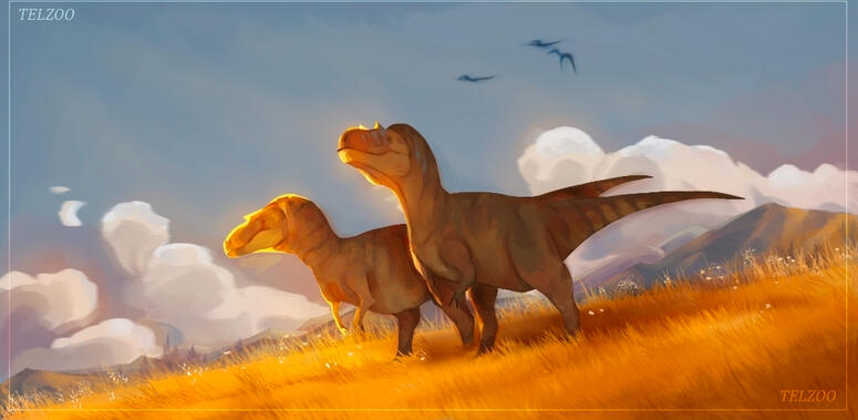 Rendered Albertosaurus Fullbody + Character & Background